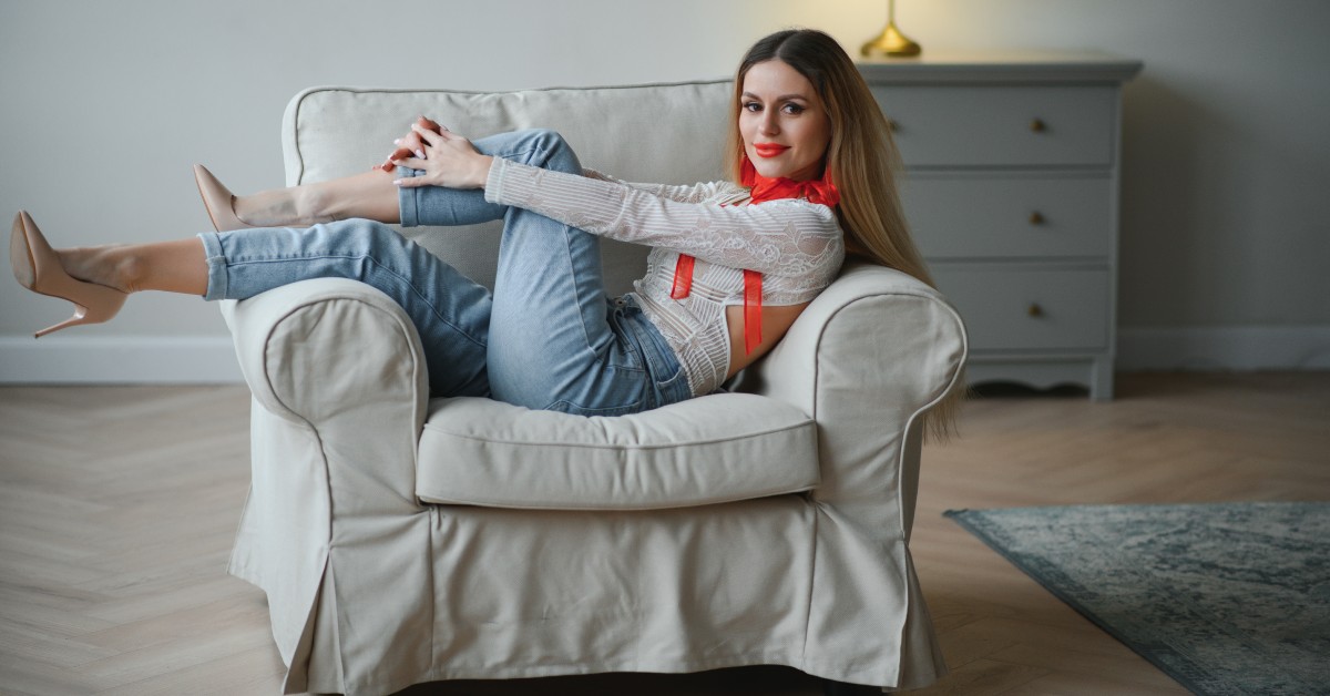 sitting on a chair